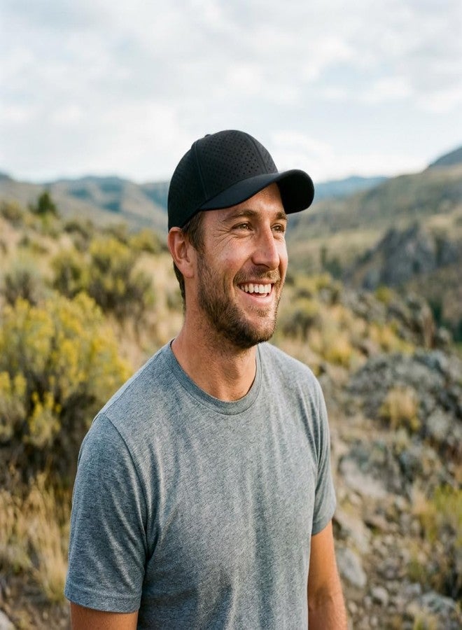 قبعة بيسبول رجالية صيفية قابلة للتعديل من FEINION، ذات تصميم مريح وتهوية جيدة، مزودة بفتحات ليزرية (أسود) - Image 4