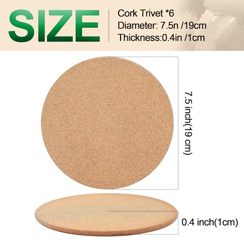 NIJIALGEXPY Cork Trivet, 4 Pack High Density Thick Cork Coasters Set for Hot Dishes, 7.5 Inch Heat Resistant Multifunctional, Hot Pads for Kitchen, Table, Countertops - Image 2