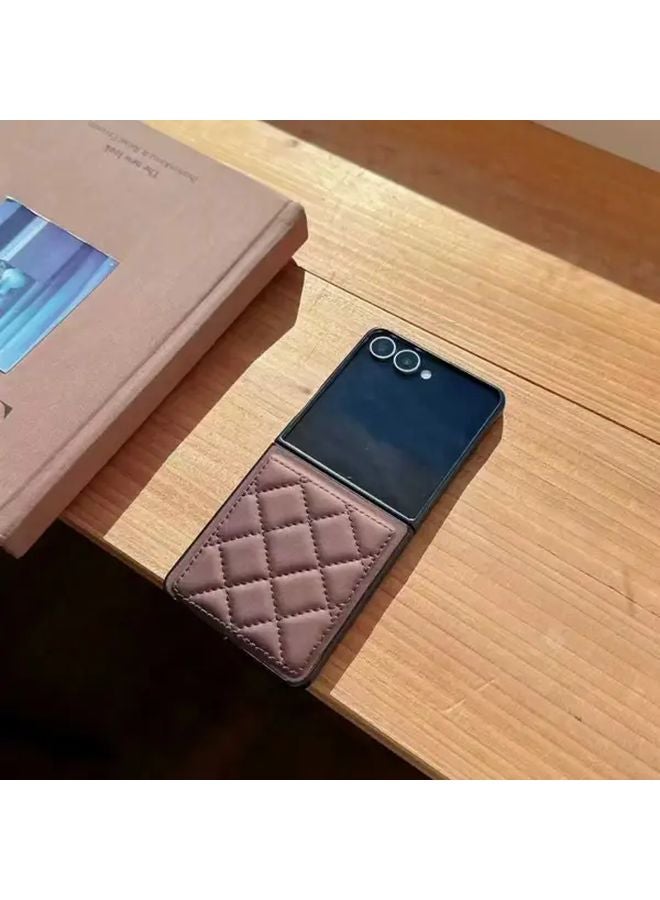 Dark Brown Diamond Pattern Foldable Phone Case For Galaxy Z Flip 7 FE - Image 4