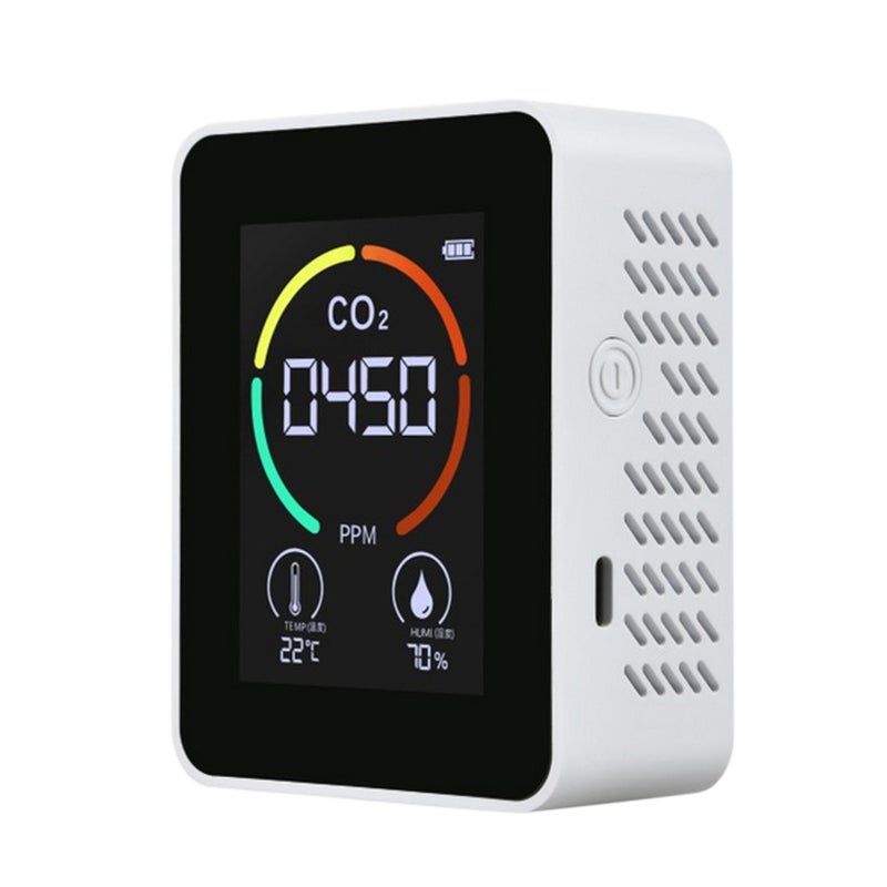 CO2 Meter with LCD Backlight TVOC Sensors Indoor Carbon Dioxide CO2 Concentration Detector Intelligent Air Quality Analyzer Tester with Temperature and Humidity Display - Image 1