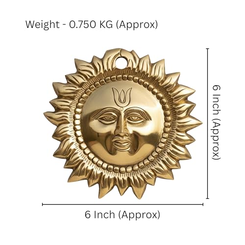 TREE MAISON CORONATING HOMES Brass Sun Statue | Brass Sun for Vastu | Weight - 832 G Approx | Size-15 * 15 * 2 CM | Vastu Idol for Home and Office | Zonal Placement-East - Image 2