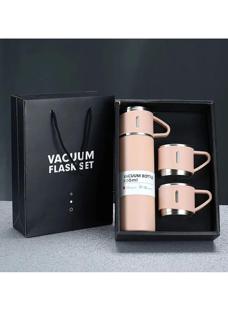 Generic 500Ml Hot And Cold Double Wall Stainless Steel Insulated Sport Vacuum Flask Tea Gift Box Set With Two Cups (Black) - Image 1
