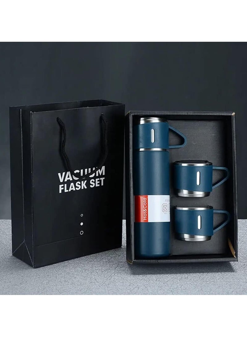 Generic 500Ml Hot And Cold Double Wall Stainless Steel Insulated Sport Vacuum Flask Tea Gift Box Set With Two Cups (Black) - Image 3