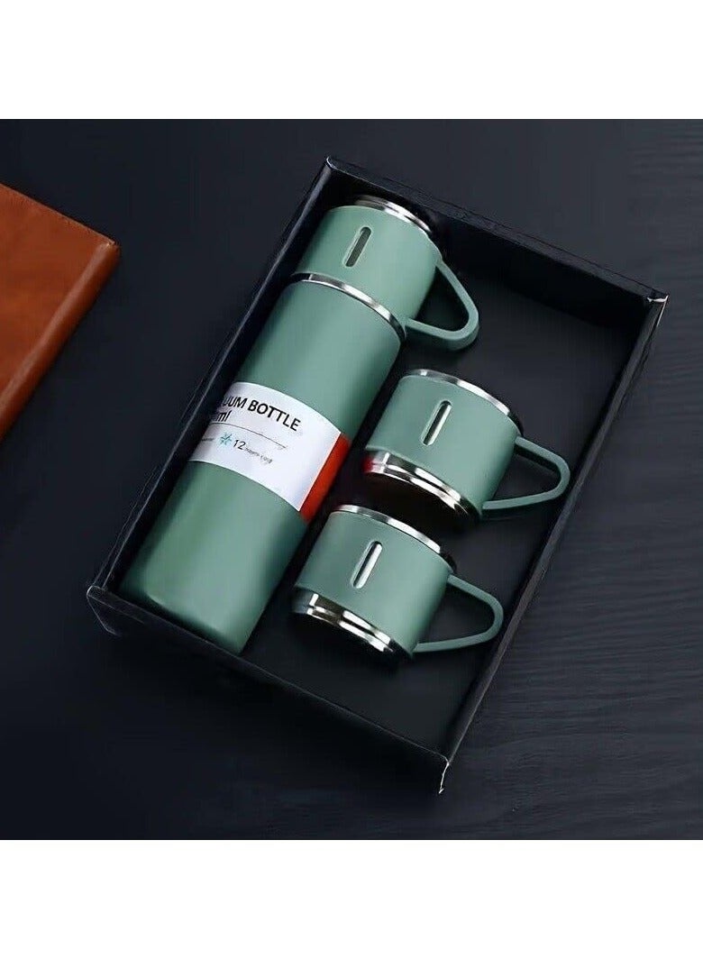 Generic 500Ml Hot And Cold Double Wall Stainless Steel Insulated Sport Vacuum Flask Tea Gift Box Set With Two Cups (Black) - Image 5