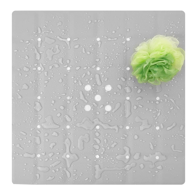 Webos Shower Mat for Textured SurfaceSilicone Non Slip Shower Mat Without Suction Cups Foldable  Square Bath Mat for Reglazed Tub Textured Shower Floor Grey 21x21 Inches