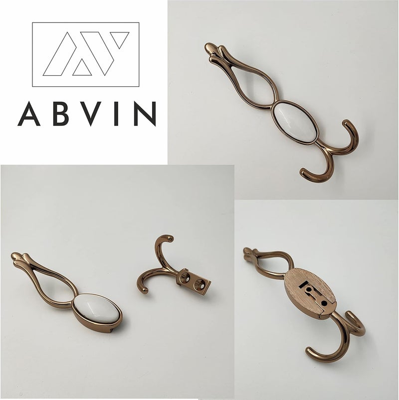ABVIN Premium White Stone Bathroom Cloth Hooks Hanger Door Wall Robe Hooks Rail for Hanging Keys Clothes Towel 1Pcs Rosegold - Image 2