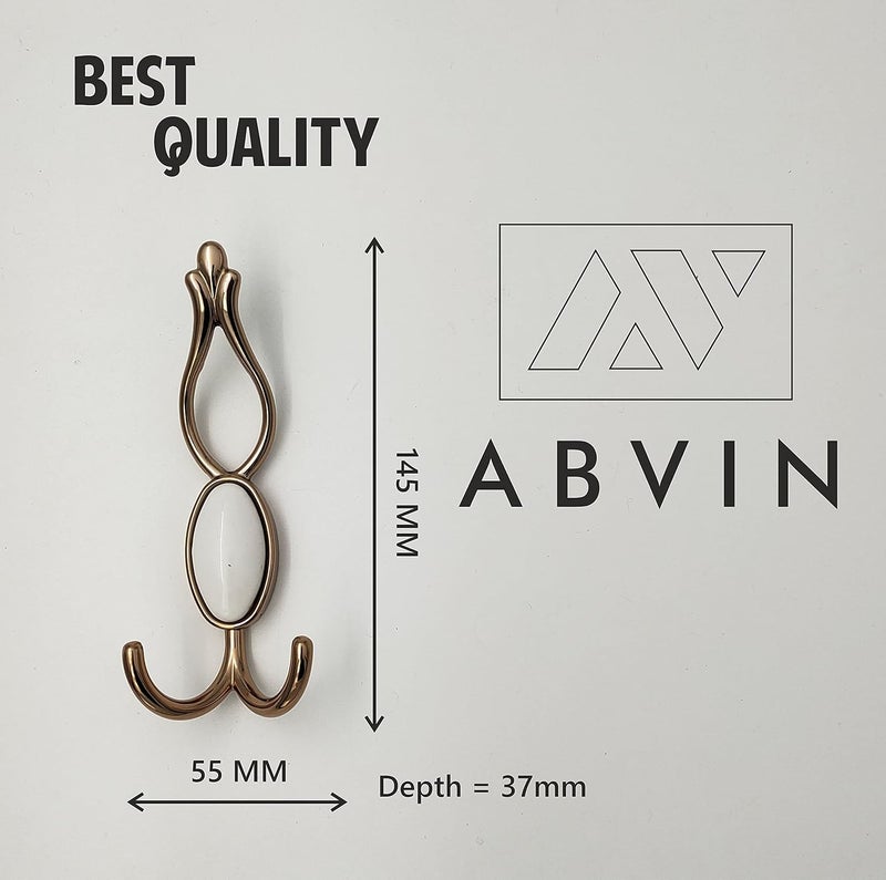 ABVIN Premium White Stone Bathroom Cloth Hooks Hanger Door Wall Robe Hooks Rail for Hanging Keys Clothes Towel 1Pcs Rosegold - Image 3