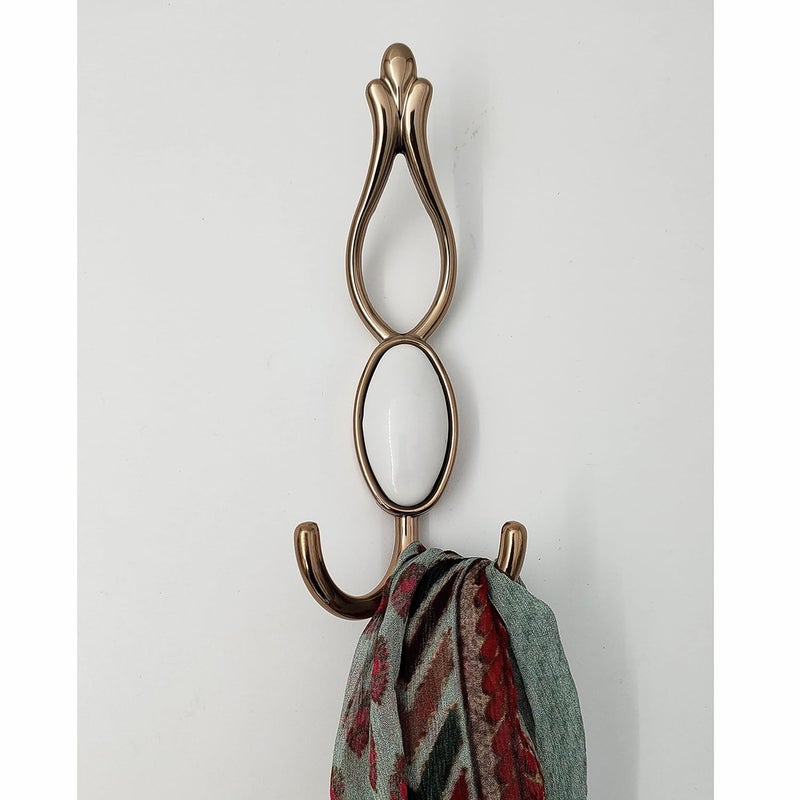 ABVIN Premium White Stone Bathroom Cloth Hooks Hanger Door Wall Robe Hooks Rail for Hanging Keys Clothes Towel 1Pcs Rosegold - Image 1