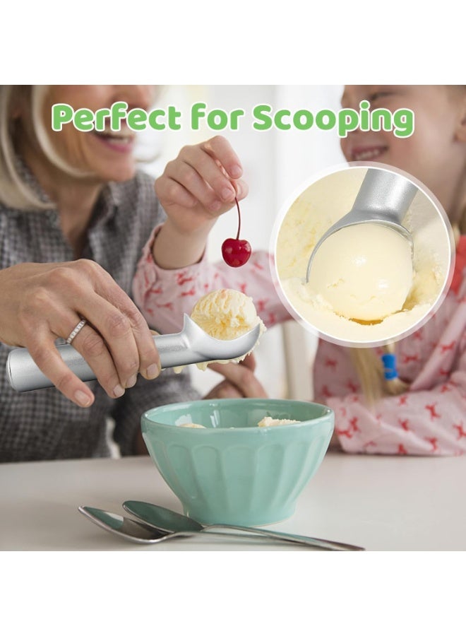 AirYoung Ice Cream Scoop Nonstick Anti-Freeze One Piece Scooper Spoon for Gelato Cookie Dough Sorbet Almond (Silver) - Image 2