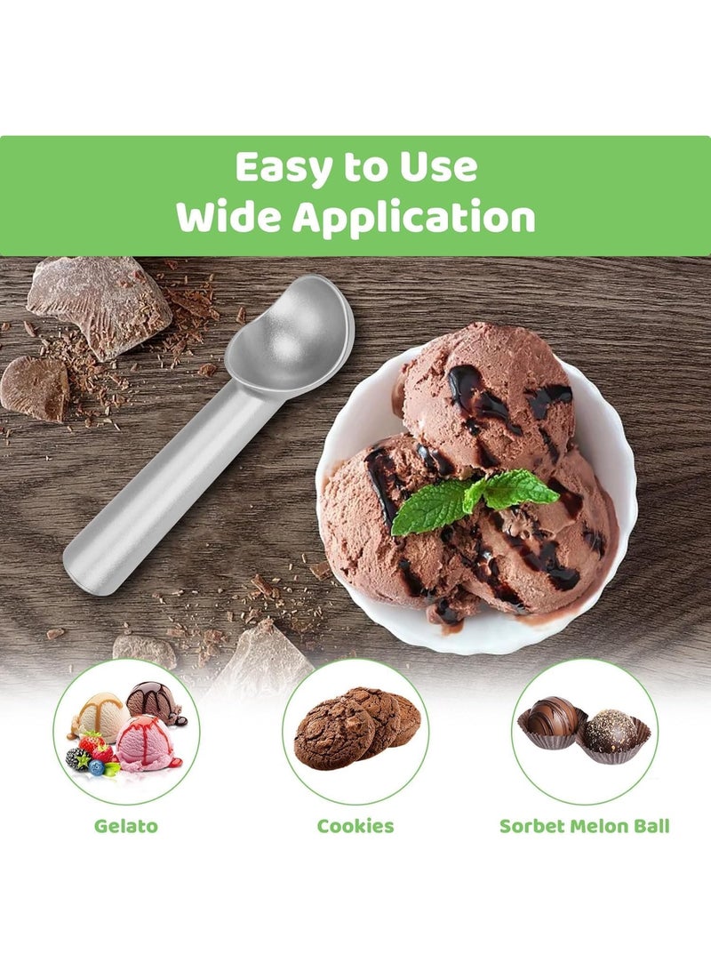 AirYoung Ice Cream Scoop Nonstick Anti-Freeze One Piece Scooper Spoon for Gelato Cookie Dough Sorbet Almond (Silver) - Image 4
