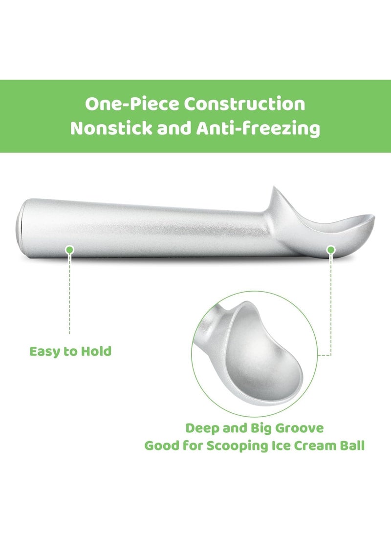 AirYoung Ice Cream Scoop Nonstick Anti-Freeze One Piece Scooper Spoon for Gelato Cookie Dough Sorbet Almond (Silver) - Image 5