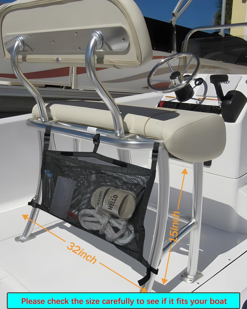 PLOZANO Boat Storage Bag with 3 Divisions, Adjustable Organizer, Mesh Tackle & Life Jacket Holder, Suspended Net for Leaning Post (32 INCH) - Image 2