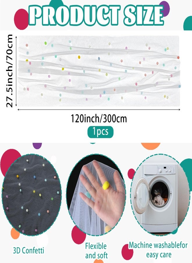 Moukeren 27.5 x 120 Inch 3D Confetti Tulle Table Runner 10 ft Colored Polka Dot Cheesecloth Pastel Table Runner Gauze Rainbow Dining Decor for Birthday Wedding Home Baby Shower(1,Candy Colors) - Image 3