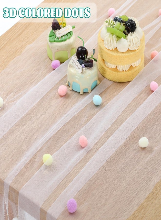 Moukeren 27.5 x 120 Inch 3D Confetti Tulle Table Runner 10 ft Colored Polka Dot Cheesecloth Pastel Table Runner Gauze Rainbow Dining Decor for Birthday Wedding Home Baby Shower(1,Candy Colors) - Image 4