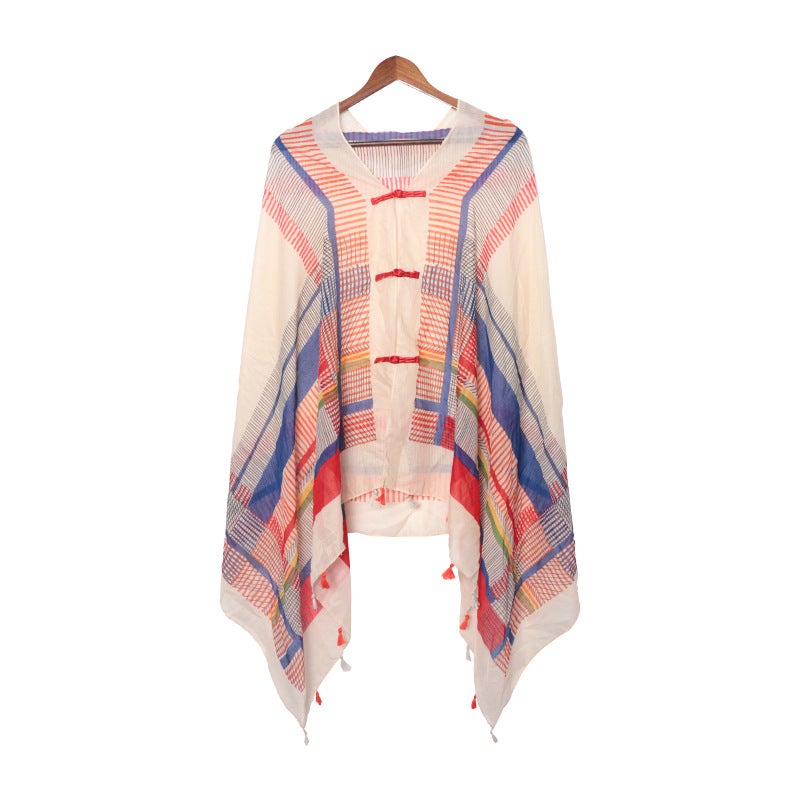 Summer Ethnic Shawl Cotton Linen Sunscreen Wrap strip frame 