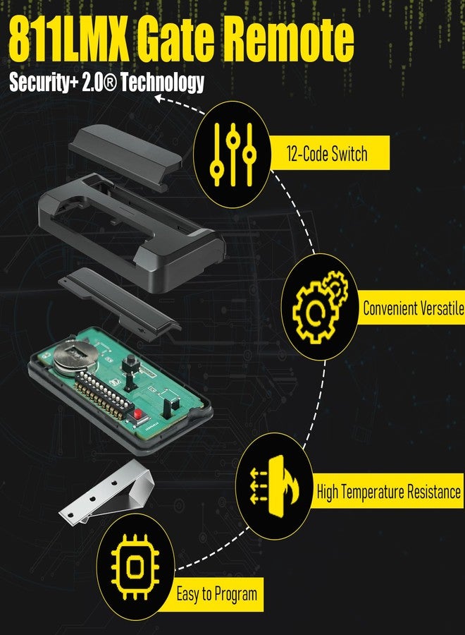 OEM Upgrade 811LMX Gate Remote for liftmaster, 12-Code Switch Remote Replaces 811LM, 811LMX Gate Opener Remote Compatible with 850LM/ 860LM Receivers, Using Security+ 2.0 Technology, 390 MHz and 315 MHz,1pack - Image 3