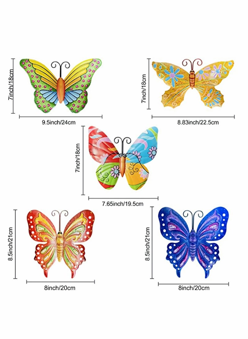 SOLARAE 5 Pcs Metal Butterfly Outdoor Decoration, Garden 3D Color Wall Sculpture Hanging for Outdoor Garden Fence Patio Bedroom Office Home Living Room - Image 5