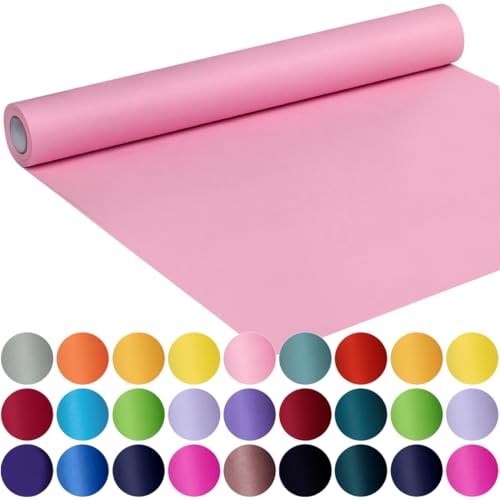 SMART&CASUAL 17.8" x 760" (63') Light Pink Kraft Craft Paper Roll for Gift Wrapping Bulletin Board Bouquet Flower Kids Art Packing Parcel Table Covering 80GSM 55LB (Light Pink, 17.8" x 63') - Image 1