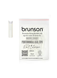 brunson False Nail Tips False Classic French White Professional Refill Pack 100 Pieces - Size 8, CLFCW8  - Image 1