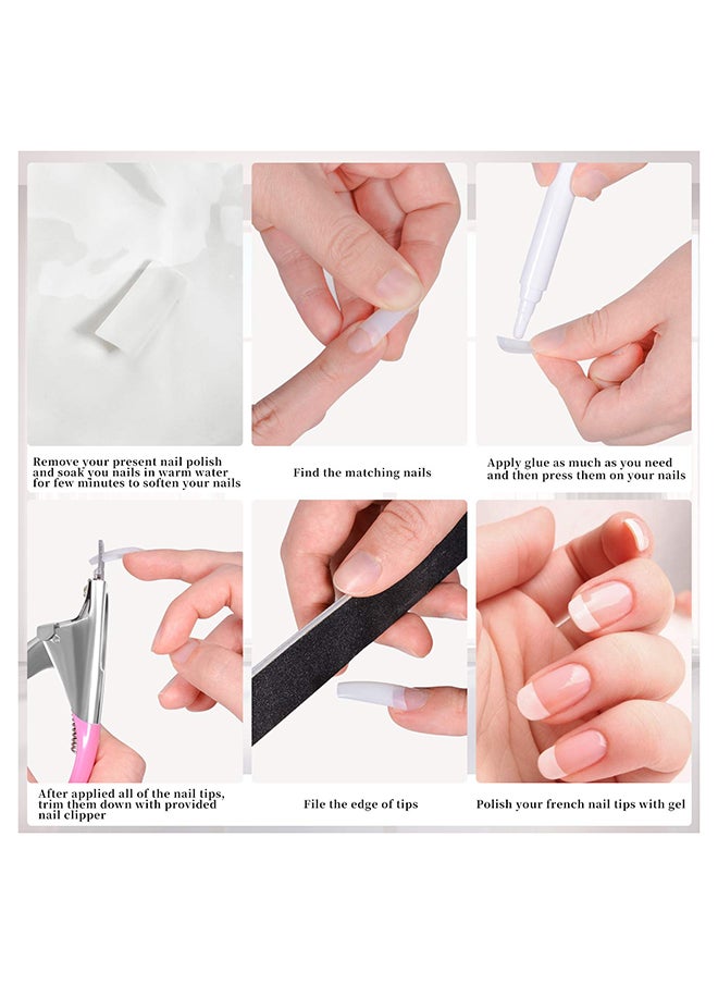 brunson False Nail Tips False Classic French White Professional Refill Pack 100 Pieces - Size 8, CLFCW8  - Image 5