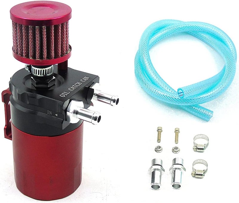 Wivplex Baffled Aluminum Oil Catch Can with Air Filter - 300ML (Red) - Image 1