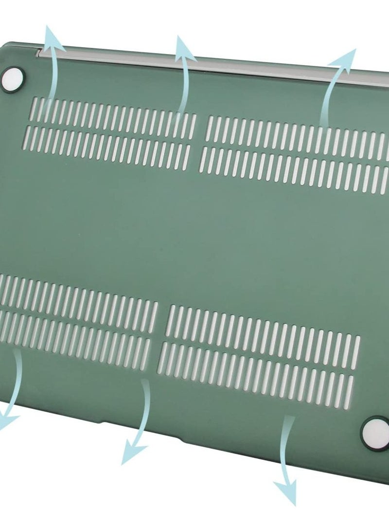 حافظة لجهاز ماك بوك اير 13.6 انش اصدار 2024 شريحة M3 A3113 و اصدار 2022 شريحة A2681 M2، غطاء صلب غير لامع مع غشاء لوحة التتبع لجهاز ماك بوك اير 13.6 انش، اخضر داكن غير لامع - Image 5