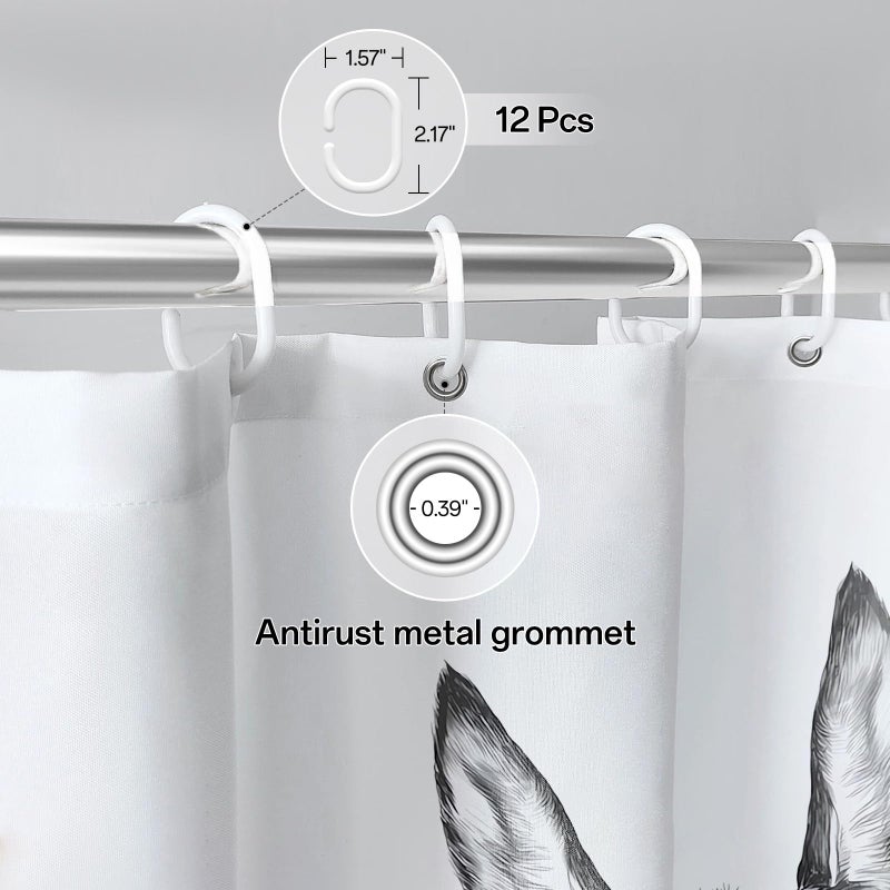 Mahrokh Funny Donkey Shower Curtain Waterproof Fabric Shower Curtain Set Washable Farmhouse Bathroom Decor Bath Curtains with 12 Hooks 72x72 inch (Donkey) - Image 3