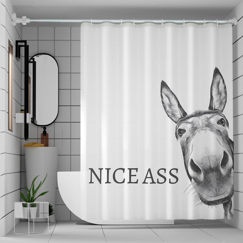 Mahrokh Funny Donkey Shower Curtain Waterproof Fabric Shower Curtain Set Washable Farmhouse Bathroom Decor Bath Curtains with 12 Hooks 72x72 inch (Donkey) - Image 1