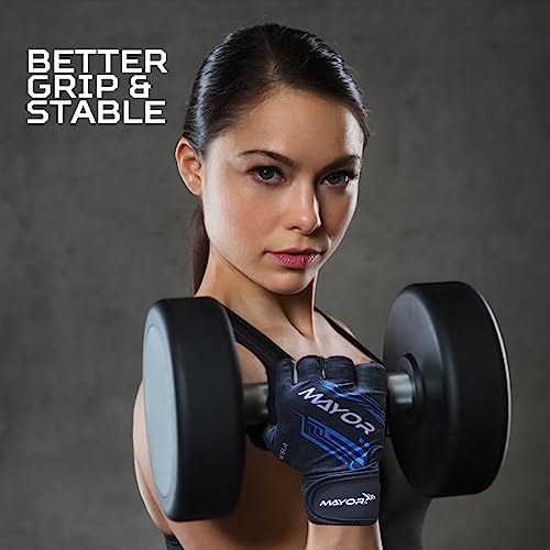 Mayor Tesla Gym Gloves (Free Size) Men & Women with Wrist Support Accessories, Gloves for Gym Workout, Training and Exercise with Pullers, Gym Gloves for Weightlifting (Black/Blue) - Image 4
