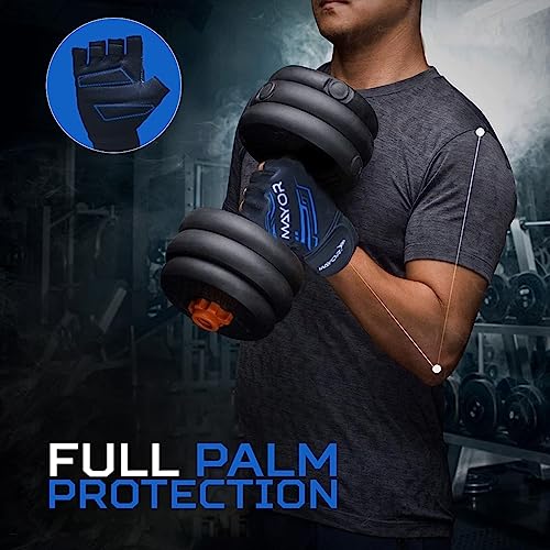 Mayor Tesla Gym Gloves (Free Size) Men & Women with Wrist Support Accessories, Gloves for Gym Workout, Training and Exercise with Pullers, Gym Gloves for Weightlifting (Black/Blue) - Image 2