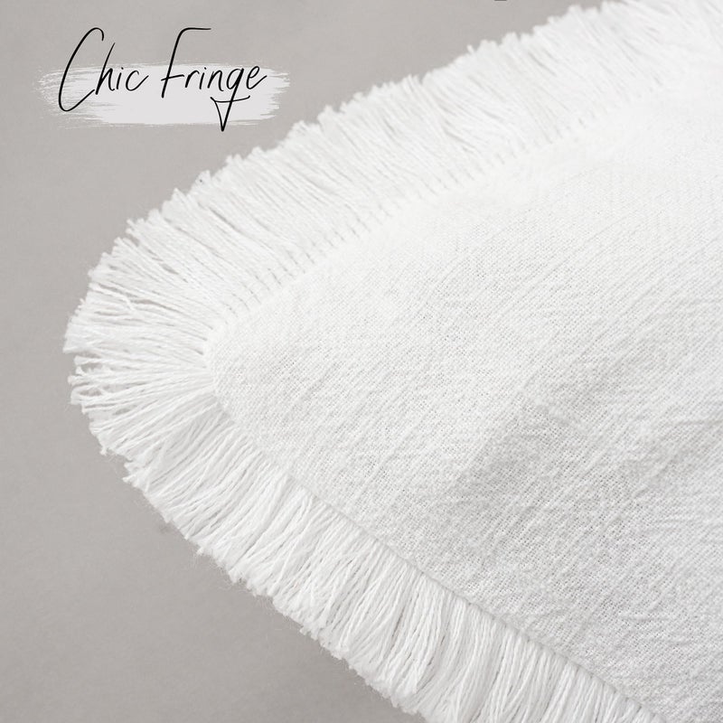 Foindtower Foindtower Decorative Linen Fringe Lumbar Throw Pillow Covers Cozy Boho Farmhouse Cushion Cover with Tassel Soft Accent Pillowcase for Sofa Bed Living Room Home Decor  12?20 Inch  1PC  Cream White  - Image 3