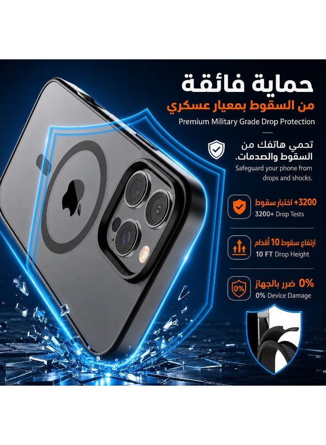 ORYXA iPhone 16 Pro Case, 2 IN 1 Magnetic Phone Cover + Screen Protector, For iPhone 16 Pro, Compatible with MagSafe, Translucent Matte Shockproof Cover, Slim Full Protection, Black - Image 3