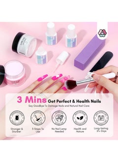 Saviland 60G Nail Repair Kit For Broken Damaged Nails 3 Mins Air Dry Quick & Easy Instant Broken Nail Repair Natural Clear & Pink Dip Powder With 21Ml Nail Repair Glue Emergency Home & Salon Use  - Image 2