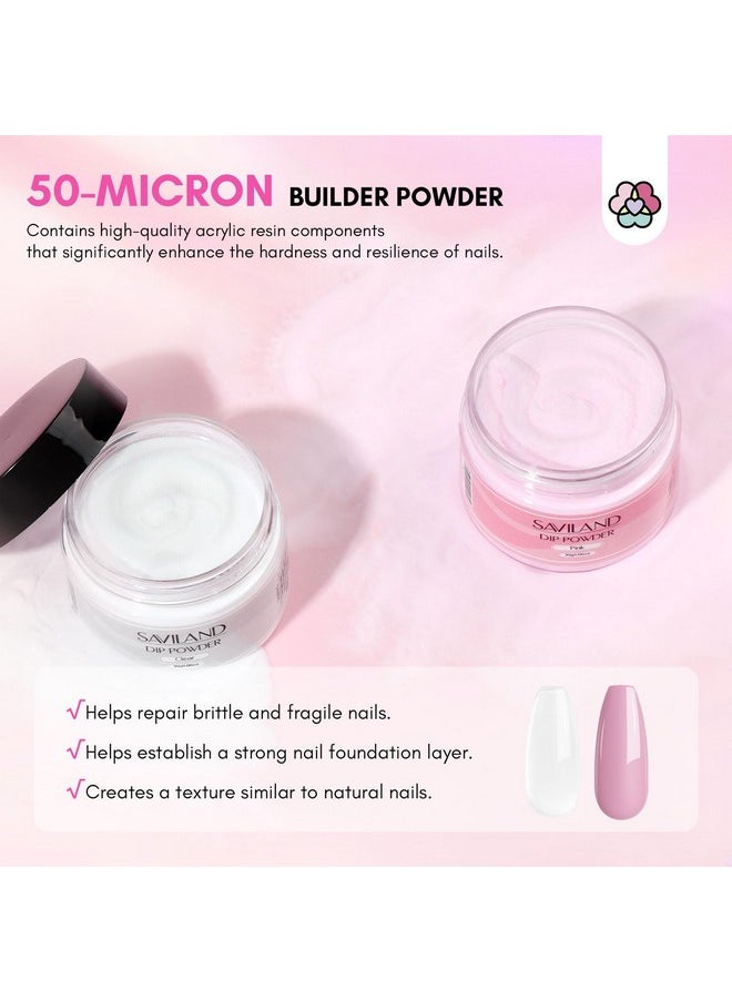 Saviland 60G Nail Repair Kit For Broken Damaged Nails 3 Mins Air Dry Quick & Easy Instant Broken Nail Repair Natural Clear & Pink Dip Powder With 21Ml Nail Repair Glue Emergency Home & Salon Use  - Image 4