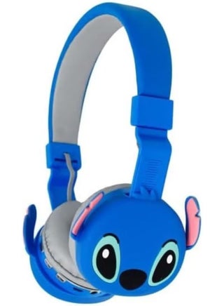 سماعة اطفال لاسلكية  STITCH 【سماعة اطفال 】بتصميم كرتوني لطيف【سماعات اطفال بلوتوث】 سماعة بلوتوث ازرق مريحة وخفيفة مع دعم MP3 وFM - view 2