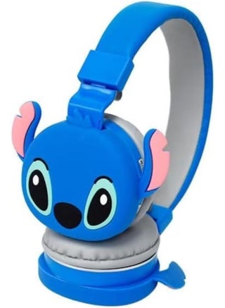 سماعة اطفال لاسلكية  STITCH 【سماعة اطفال 】بتصميم كرتوني لطيف【سماعات اطفال بلوتوث】 سماعة بلوتوث ازرق مريحة وخفيفة مع دعم MP3 وFM - view 3