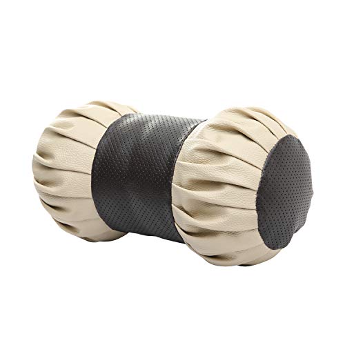 Auto Hub Car Neck Rest Pillow, Car Cushion for All Cars - PU Leather, Pack of 2 (Damro-Black-Beige) - Image 5
