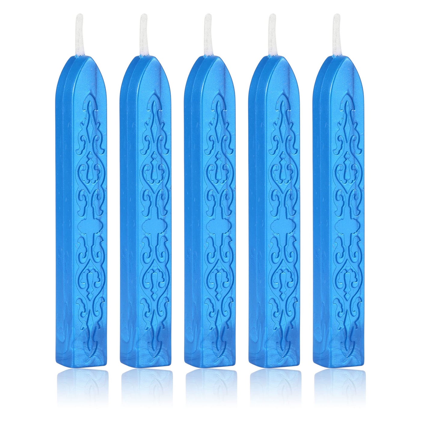 Yoption 5 Pcs Totem Fire Manuscript Sealing Sticks with Wicks MultiColor Cord Wick Sealing Wax for Postage Letter Retro Vintage Wax Seal Stamp Royal Blue