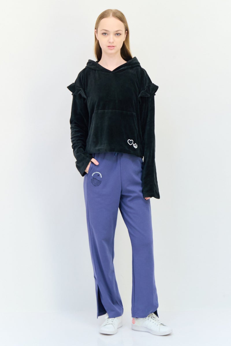 adidas Originals Women Sportswear Fit Long Sleeves Outdoor Crop Hoodie, Black  - Image 3