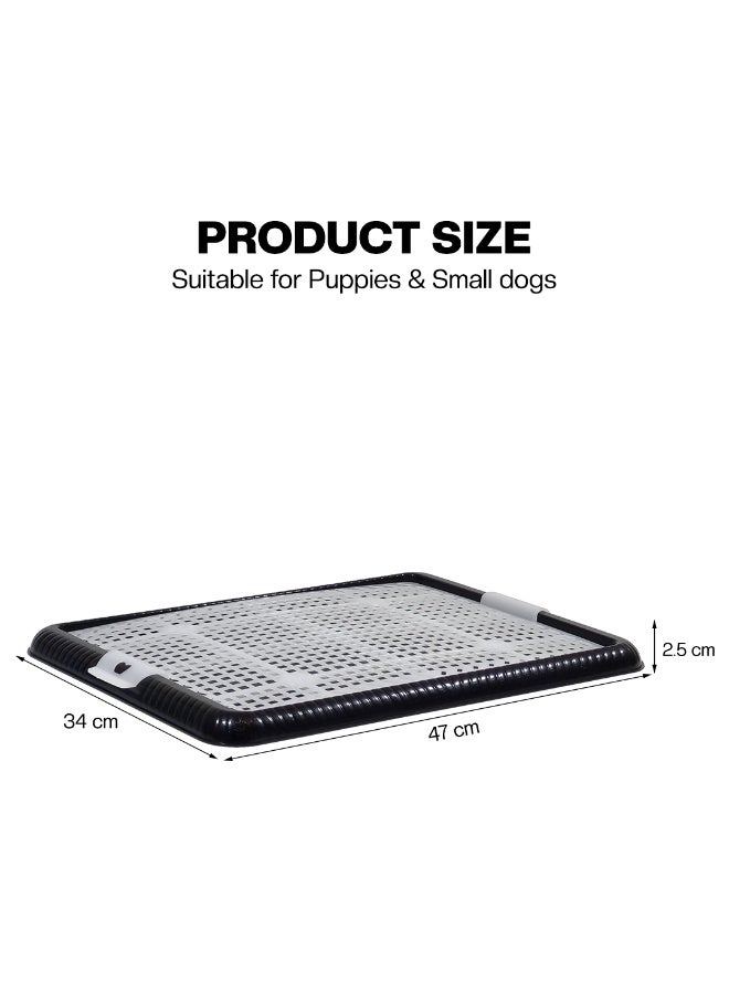 NNC PETS Puppy potty training toilet tray for Indoor/Outdoor use, Leak-proof dog pee pad holder with Leak-proof design and Removable grid, Ideal for Small to Medium dogs, 47 cm (BLACK) - Image 2