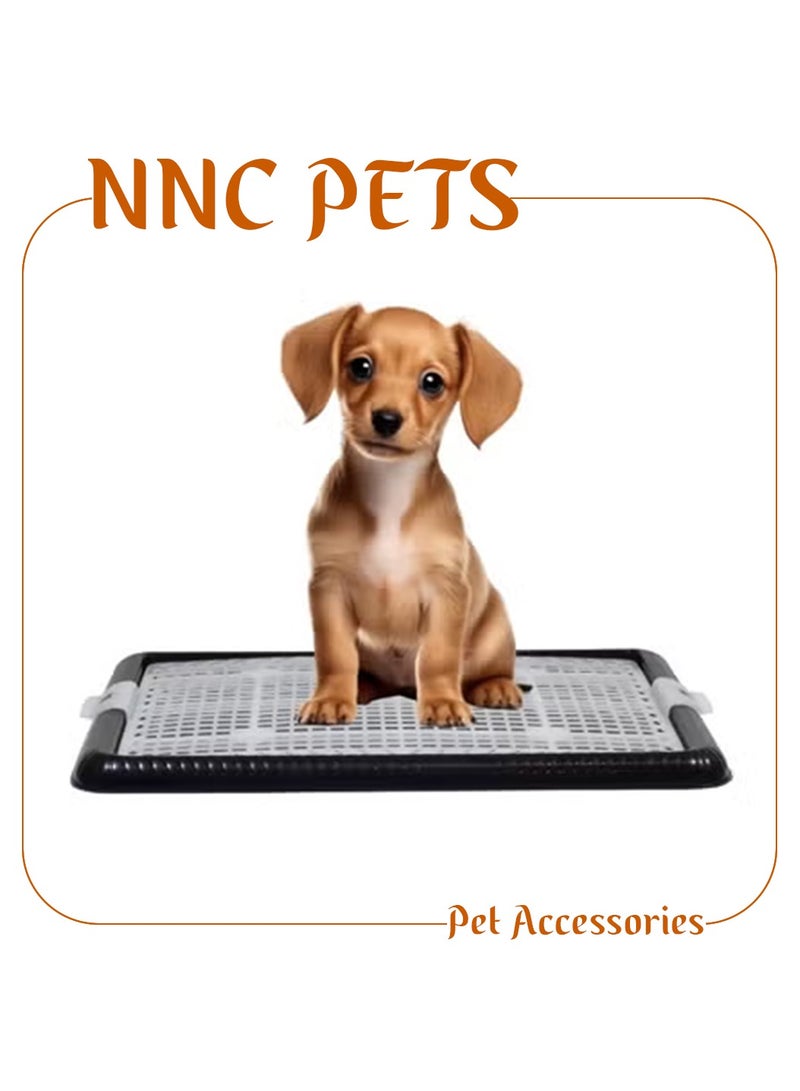 NNC PETS Puppy potty training toilet tray for Indoor/Outdoor use, Leak-proof dog pee pad holder with Leak-proof design and Removable grid, Ideal for Small to Medium dogs, 47 cm (BLACK) - Image 1