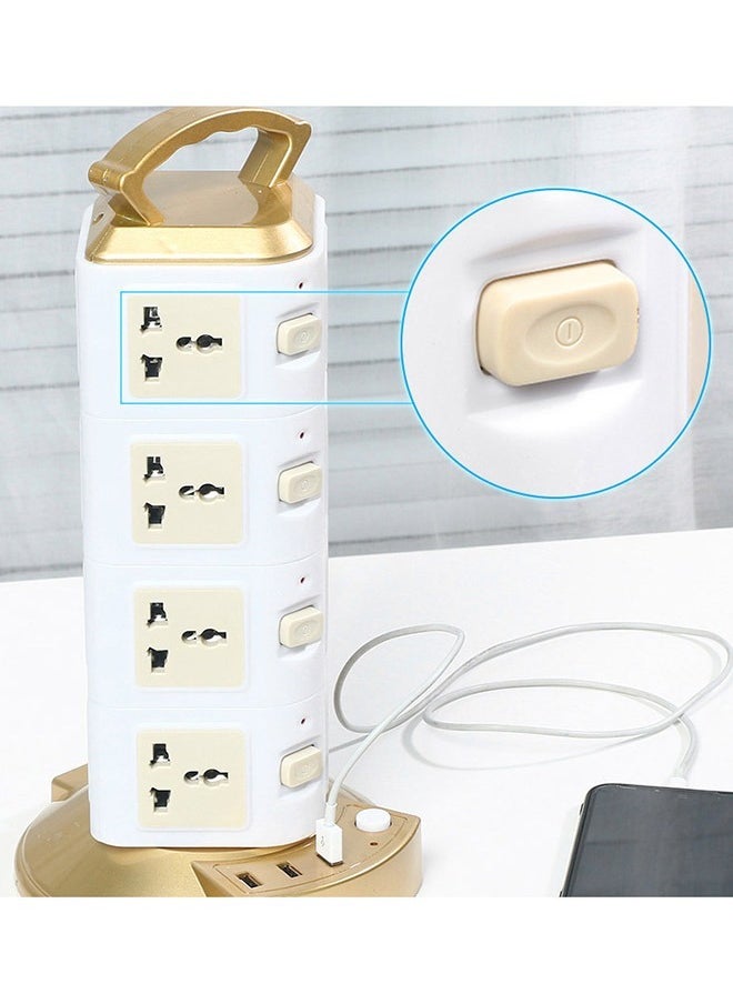 Arabest - Universal Power Strip, Vertical Tower Multi Plug Surge Protector with Charging Multi Plugs USB Ports, Desk Organizer, Suitable for Multiple Devices, Cell Phone, Computer Accessories (Golden) - Image 1