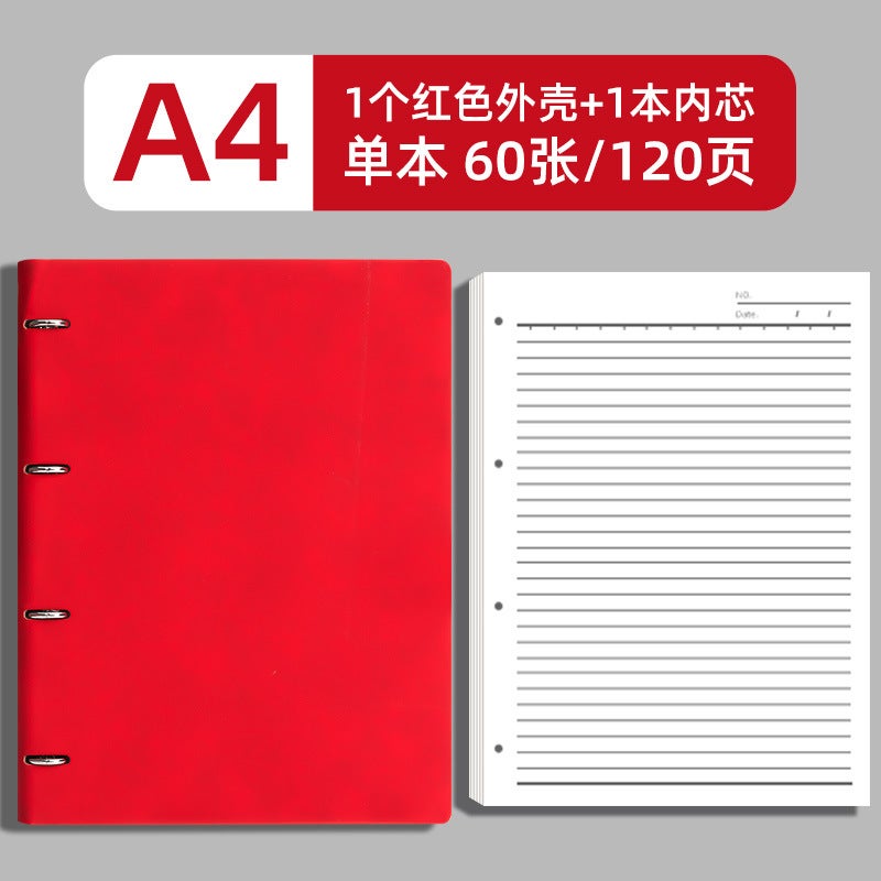 Generic Textured Leather Waterproof Thick Refillable Notebook A4 Red 