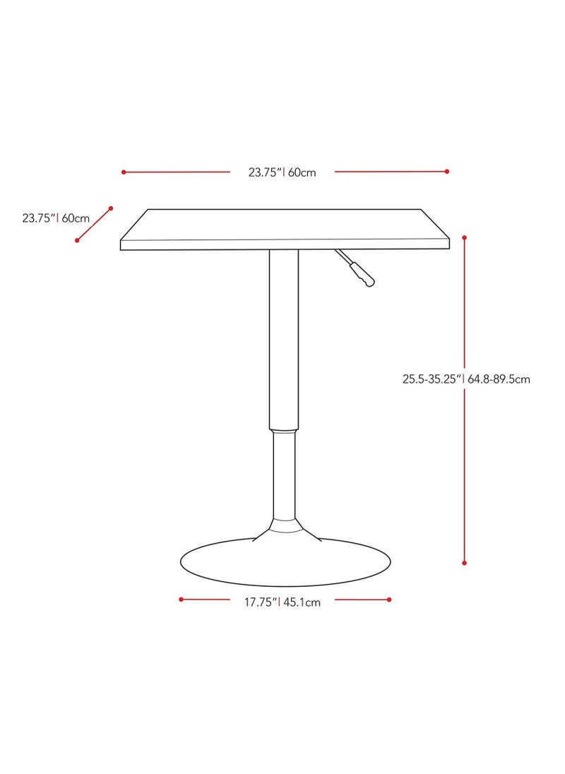 AL WADI FURNITURE - 3-Piece Adjustable Square MDF Wood Bar Table Set With 2 Bar Stools For Pub Counter Kitchen Home PU Leather Bar Chairs With Arms Footrest 360°Swivel Perfect For Small Space White - Image 1