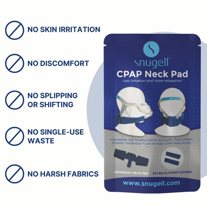 Snugell CPAP Headgear Strap Covers & Neck Pad Cushion (Blue) â€“ Ultra-Soft Fleece CPAP Mask Cushion for Comfort & Skin Protector - Ergonomic Design for All Major Brands â€“Provides Ultimate Comfort - Image 5