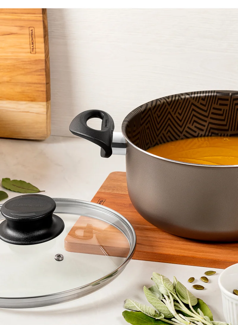 ترامونتينا Tramontina Paris 13 Pieces Lead-Colored Aluminum Cookware Set with Interior and Exterior Starflon Max PFOA Free Nonstick Coating