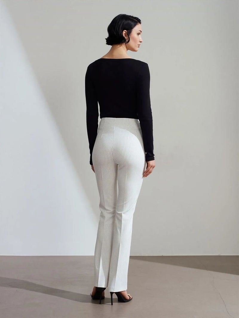 DILVIN High-Waist Striped Pleated Flare Pants - Image 2