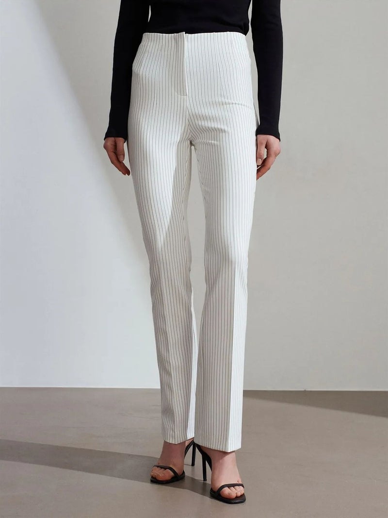 DILVIN High-Waist Striped Pleated Flare Pants - Image 3