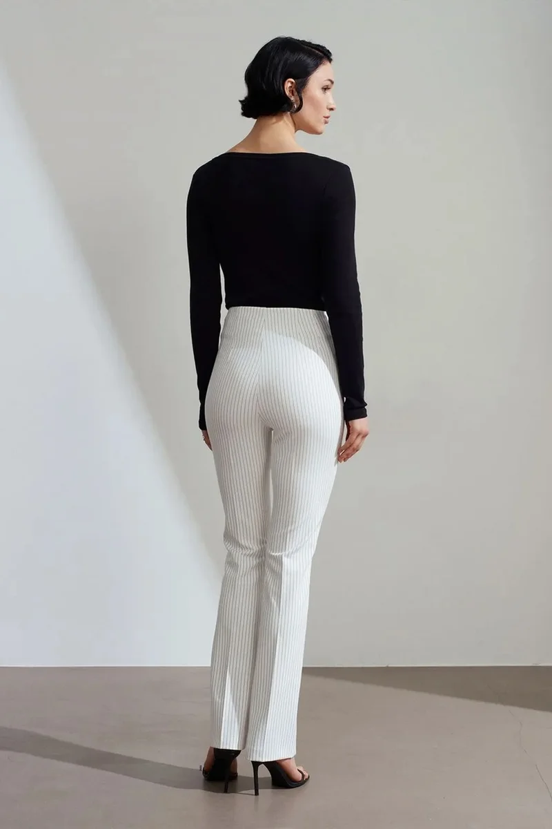 ديلفين DILVIN High-Waist Striped Pleated Flare Pants