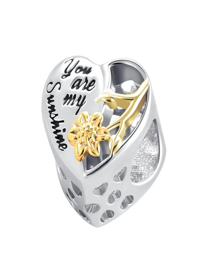 MZC Jewelry You are my Sunshine Sunflower Heart Charm Compatible with Pandora Bracelets - Image 2